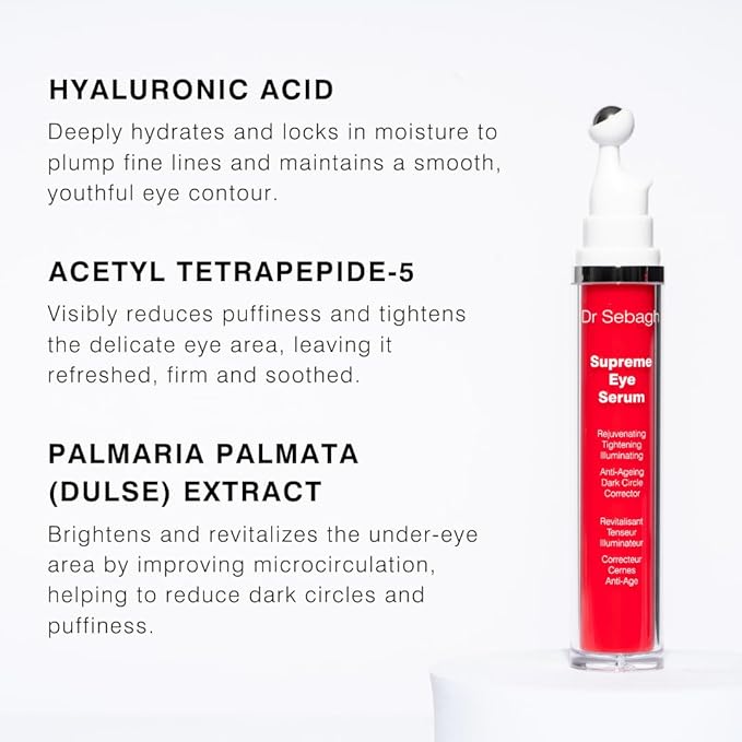 Supreme Eye Serum (0.5 fl oz) - Advanced Roll-On Formula | Designed to Aid Smoother Younger & Firmer-Looking Skin | Helps Reduce Puffiness Circles Fine Lines & Wrinkles | Boosts Elasticity