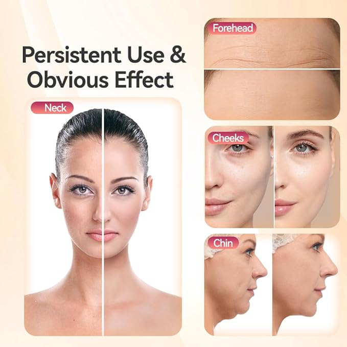 Facial Massager, Red-Light-Therapy Face & Neck Massage Gun, 7 Color, 3 Modes for Skin Care, Face Sculpting Tool