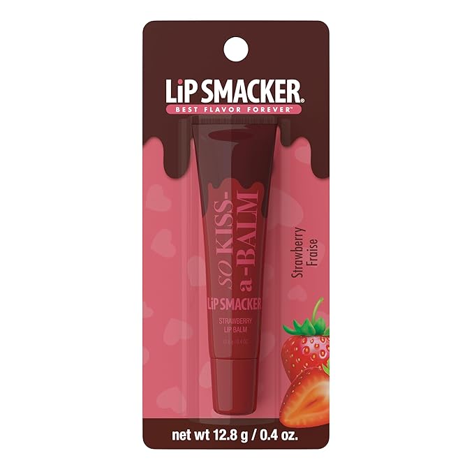 Lip Smacker So Kiss-A-Balm, Delightfully Sweet & Fruity Lip Balm – Moisturizing & Hydrating with a Sheer Glossy Finish, Fun & Collectible Lip Care - Strawberry
