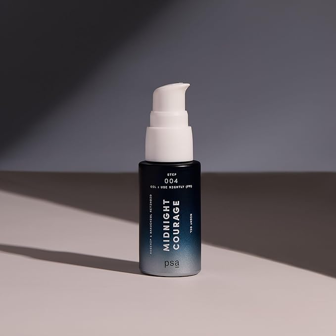 PSA - MIDNIGHT COURAGE Rosehip & Bakuchiol Retinoid Night Oil | Baobab, Pomegranate, & Sunflower Oils | Suitable for All Skin Types (15 mL | 0.5 oz)
