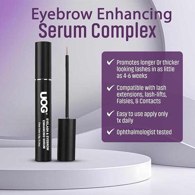 UOG Eyebrow Enhancing Serum Complex - Premium Formulated Allergy-Free Brow Conditioner for Thicker, Fuller, Stronger Brows, Safe for All Skin Types, 4-Month Supply. (4mL)