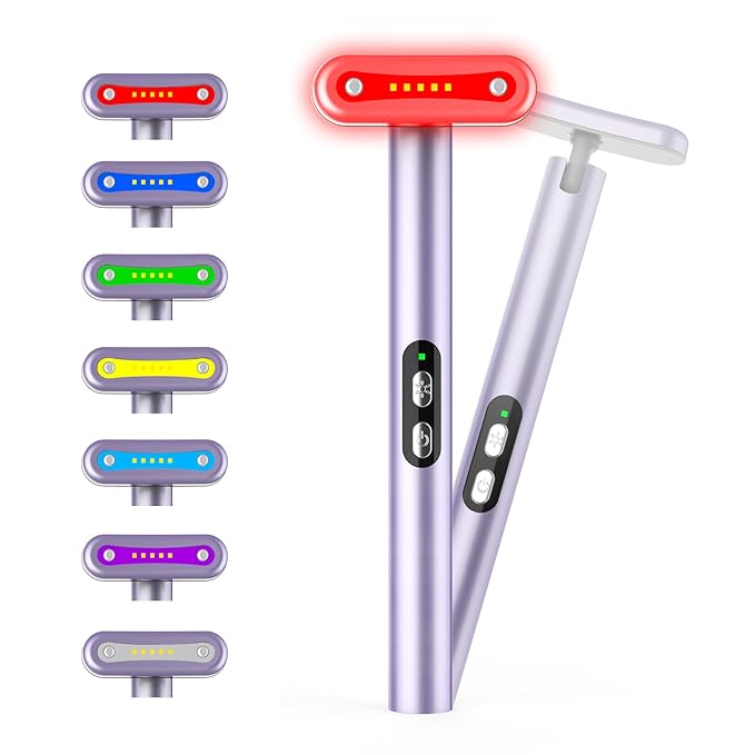 Led-Face-Wand-Light, Red Light Therapy for Face & Body Beauty Wand, Facial Massager for Face and Neck Tool for Skin Care Tool at Home (Purple)