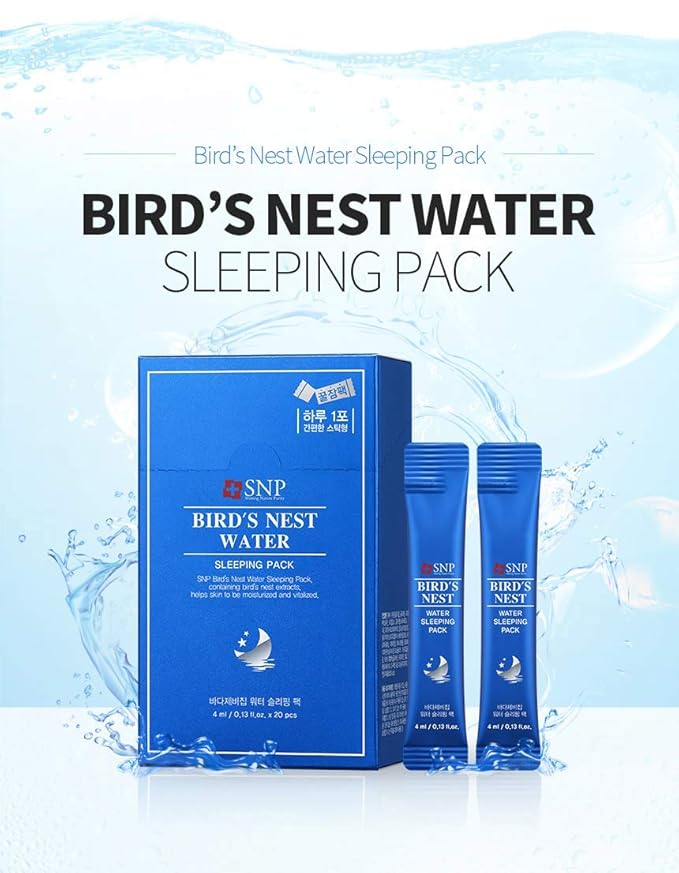 [K Beauty Snp] Overnight Bird's Nest Night Cream | Travel Size Individual Packaging | Hydrating and Protecting for All Dry Skin Types | Korean Face Skincare | Overnight Facial Skin Care | 20 Pack