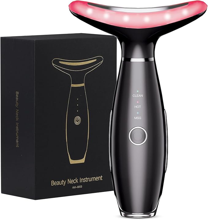 Neck Face Massager, 3-in-1 Facial Massager, Face Sculpting Tool for Skin Care at Home with Vibration and Thermal (Black)