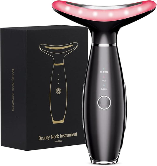 Neck Face Massager, 3-in-1 Facial Massager, Face Sculpting Tool for Skin Care at Home with Vibration and Thermal (Black)