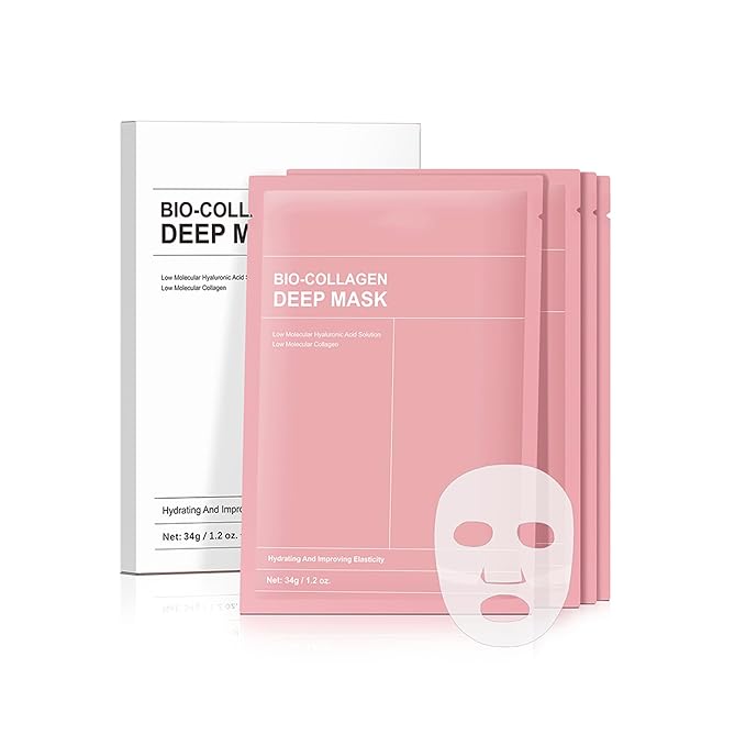 4Pcs Bio-Collagen Deep Mask, Hydrating Overnight Sleeping Mask Transparent Face Membrane Skin Care Moisturizing, Restores Skin Elasticity & Energy Collagen Mask for Women