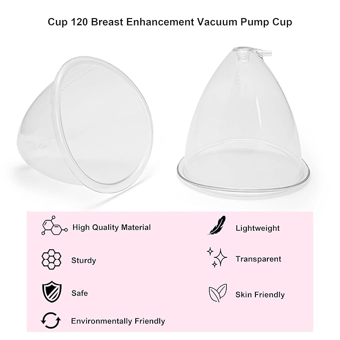 Elitzia Vacuum Accessories Cup for Breast Lifting One Pair Breast Enlargement Pump Cups Machine Salon Spa Equipment Beauty Instrument (Cup 120)