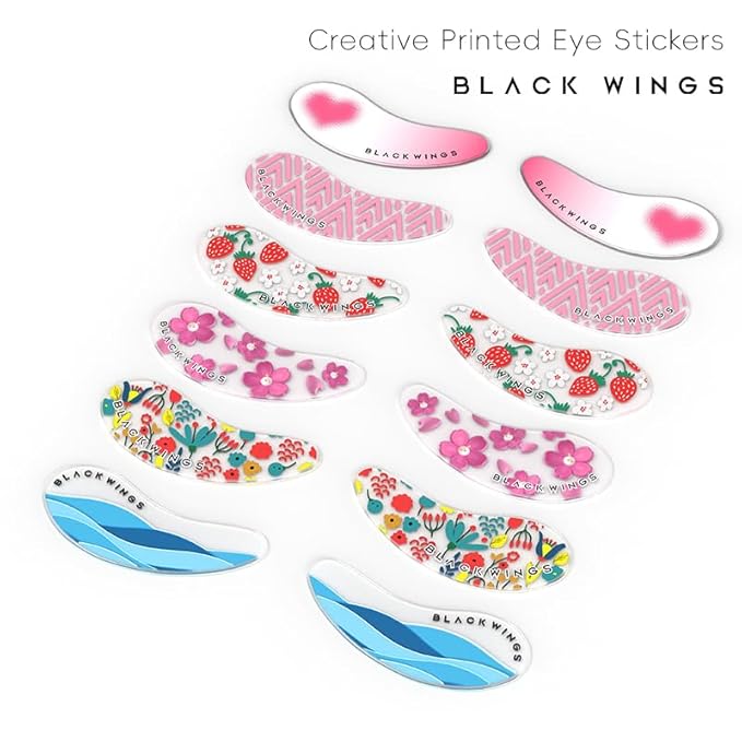 Black Wings 6 Pairs Silicone Eye Patches with Self-Adhesive Design - Cute Bear & Rabbit Inspired Eye Care Patches (Mix 6 pairs)