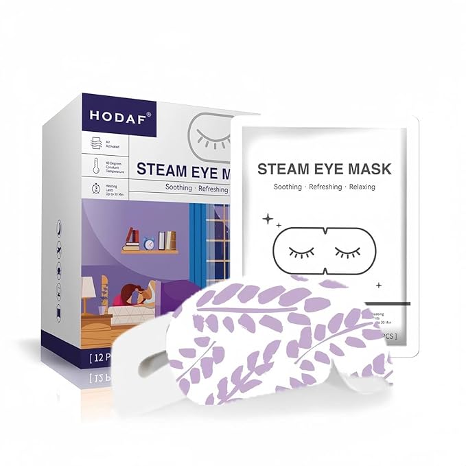 12 Packs Lavender Steam Eye Mask for Dry eyes, Heated eye mask Reduces Dark circle puffiness, Disposable Eye compress warm compress for eyes relax sleep mask