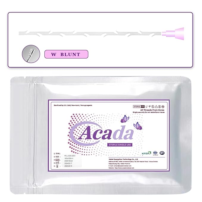 ACADA PCL Cog Threads Face Lift PCL Threads for Face Lift Cog 18G100mm Cog Threads Face Lift 360R Bi-Direction Cog Type Bullet Blunt Cog Threads 20Pcs