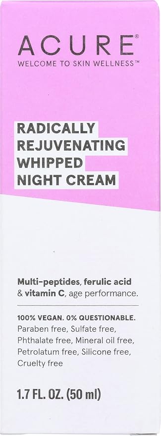 Acure Rejuvenating Whipped Night Facial Cream, Vegan, 1.7 Fluid Ounce (Pack of 1)