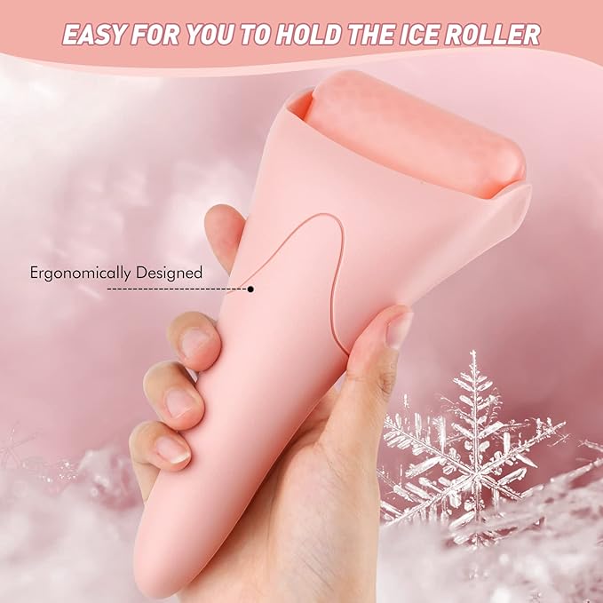 Ice Roller for Face,Eyes,Women Gifts Idea,Therapeutic Cooling to Tighten Brighten Complexion and Reduce Wrinkles,Massager Under Eye Puffiness,Migraine and Pain Relidf (Pink)