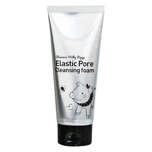 Elizavecca Milky Piggy Elastic Pore Charcoal 5% Cleansing Foam 120ml | black mask face pack | charcoal cleansing | wash off face wash | Not Tested on Animals, No Parabens