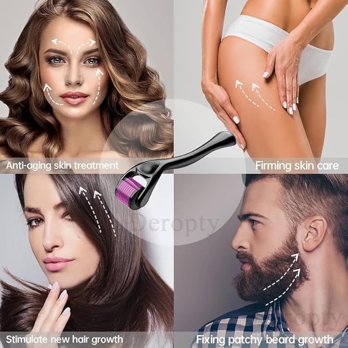Derma Roller 0.5mm Microneedles Roller for Face, Scalp & Beard - Derma Roller, skin care Scalp Roller | Safe for Beginners | For Both Women & Men