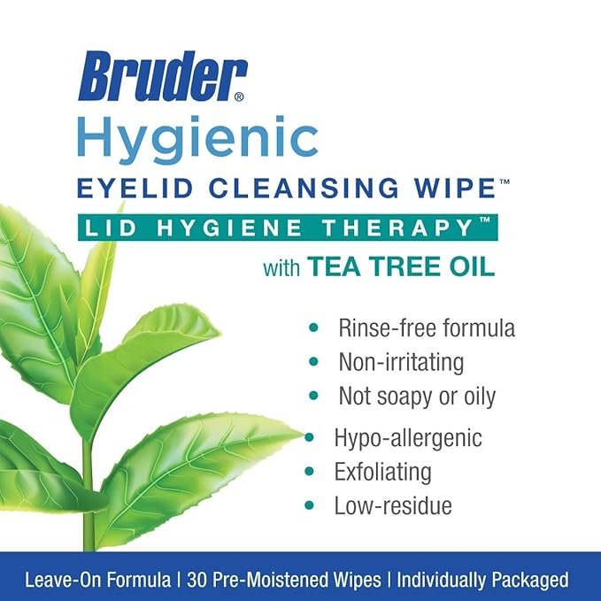 Hygienic Eyelid Cleansing Wipes with Tea Tree Oil l Relief from Demodex l Pre-Moistened, Rinse-Free Exfoliating Wipes Remove Excess Oil and Debris from Eyelids & Lashes l 30 Count Box (3 Pack)