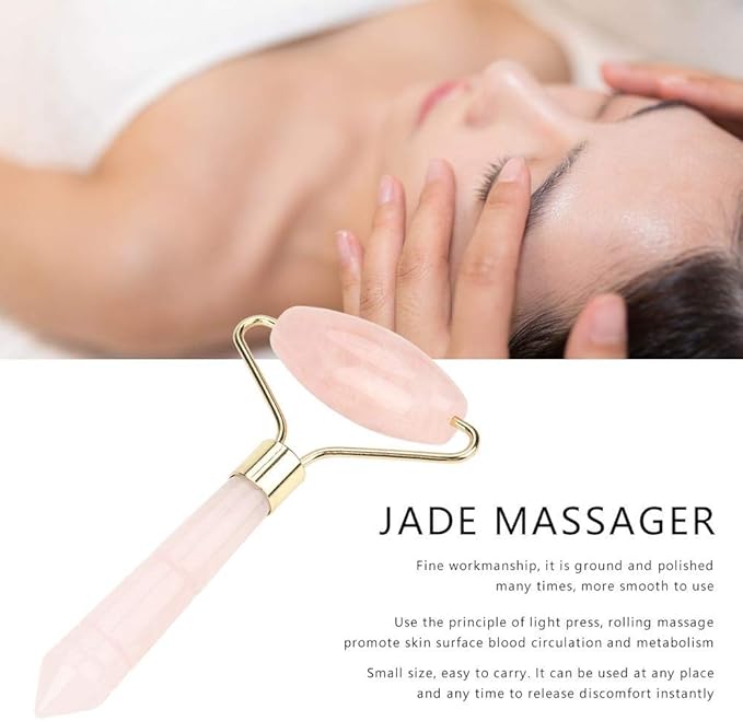 Jade Face Roller, Gua Sha Massage, Anti Aging Jade Stone Massager for Face and Eye Massage, Make Your Face Skin Smoother and Look Younger Jade Roller Facial Beauty Roller Care Tool