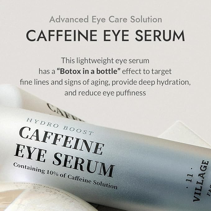 Hydro Boost Caffeine Eye Serum (0.33 fl.oz./10ml) With 10% Caffeine Solution Niacinamide & Hexapeptide-8 Depuff Elasticity Dark Circle Treatment