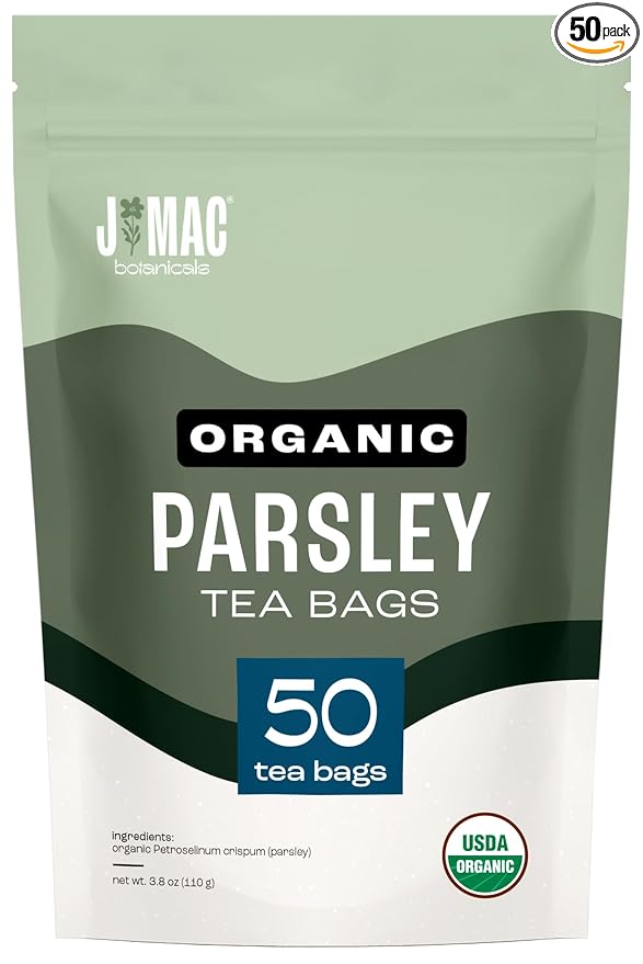 J Mac Botanicals, Organic Parsley Leaf (50 Count)- Certified by Organic Certifiers, Inc. - Quality Tea From Nile Valley, Egypt, Packaged in the USA