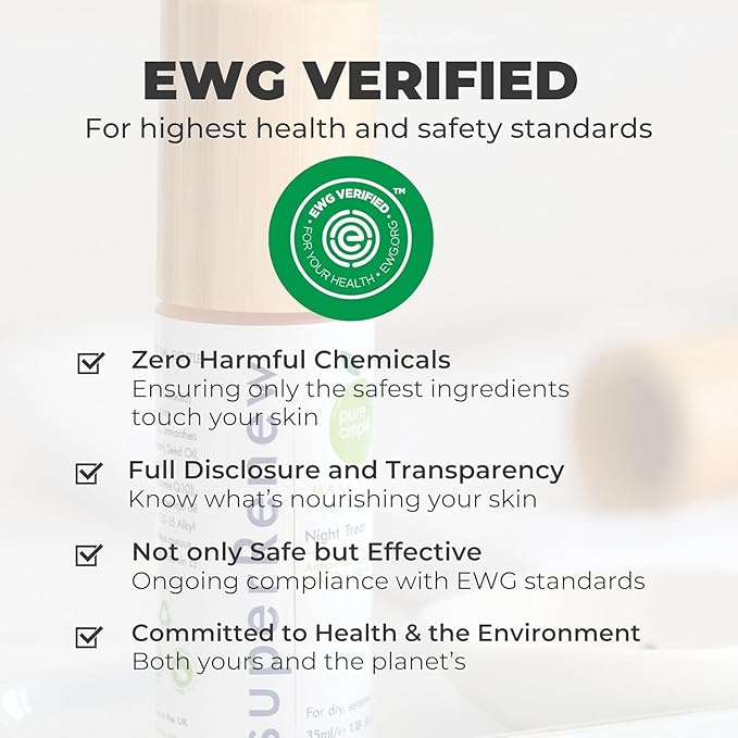 SuperRenew Organic Face Oil Hydrating Facial Skin Care Products with Bakuchiol, Sea Buckthorn, CoQ10, Squalane Face Moisturizer for Dry Skin, Anti-Aging Oil Women’s Night Routine (35ml) - Green bag