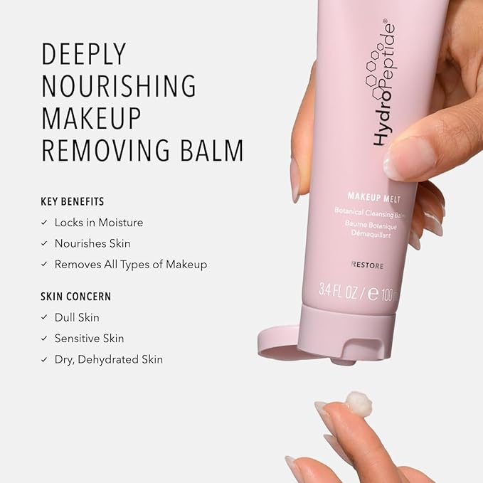 HydroPeptide Makeup Melt, Botanical Cleansing Balm, Restores, Softens and Hydrates Lips, 3.4 Ounce