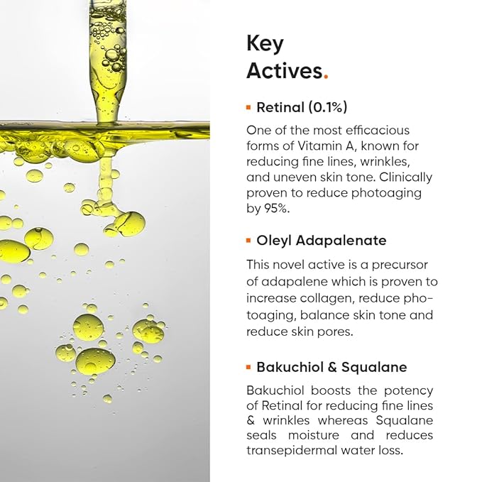 Minimalist Retinal 0.1% Face Serum | Reduces Fine Lines & Wrinkles | Enriched with Bakuchiol & Squalane | Anti-Aging & Hydrating Formula | For All Skin Types | 0.68 Fl Oz/ 20 ml