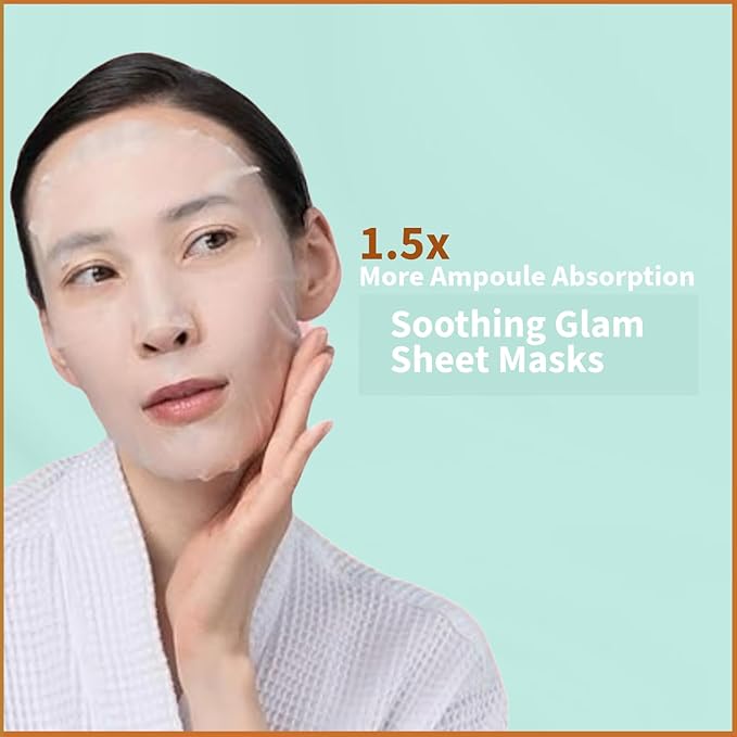 YoungMe Soothing Glam Facial Sheet Mask - 1 Sheets Face Masks | Korean Face Mask Skincare - Deep Real Masks for Sensitive Skin or All Skin Types
