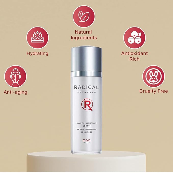 Radical Skincare Youth Infusion Serum - Evens Skin Tone, Reduces Fines Lines & Wrinkles - Hydrates & Smooths Skin - For All Skin Types Including Sensitive Skin - Paraben & Cruelty Free (1 fl oz)