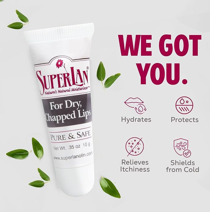 Organic Lanolin Lip Balm - Medical grade - Natural Nipple Cream Lanolin - Moisturizer for dry cracked lips - Hydrating lip care - Ultra pure jojoba oil - Kosher chapstick (0.35 Oz)