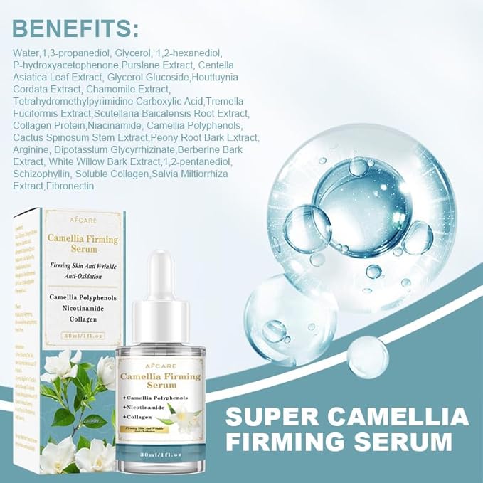 Camellia Japonica Hydrating Serum for Face – Anti-Aging, Wrinkle-Reducing Facial Treatment with Hyaluronic Acid, Vegan & Cruelty-Free, 1 Fl Oz