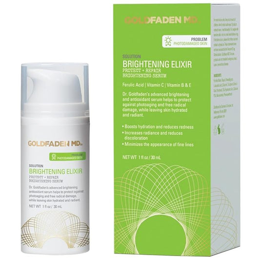 GOLDFADEN MD Brightening Elixir | Serum w/Vitamin C, Ferulic Acid, Vitamin B & Vitamin E | Helps Aid Against The Appearance Of Photoaging | Leaves Skin Feeling Hydrated & Looking Radiant 1fl oz