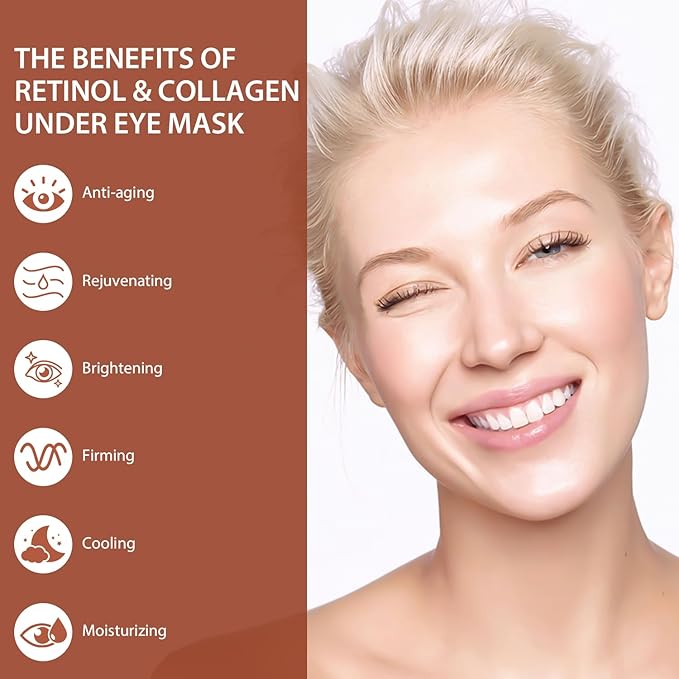 30 Pairs Retinol Collagen Under Eye Patches for Dark Circles Puffiness Wrinkles and Bags, Skin Treatment Pads for Women Gift, Anti Aging Moisturizer Under Eye Masks for All Skin Type