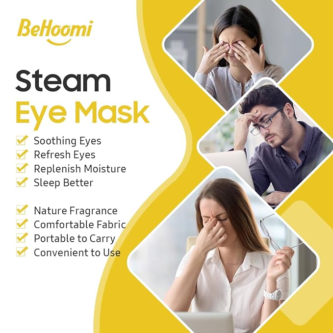 30Packs Steam Eye Mask, Heated Eye Mask Warm Compress for Eyes, Self Heating Warm Eye Masks Disposable Steam Mask for Home Sleep, Spa, Travel Essentials & Relaxation Gifts (Chamomile)