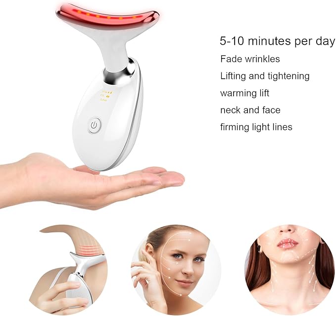 Facial and Neck Massager，7 Color Led light therapy for Face and Neck, Multifunctional Facial Skin Care Tools,Beauty Device for Home Use