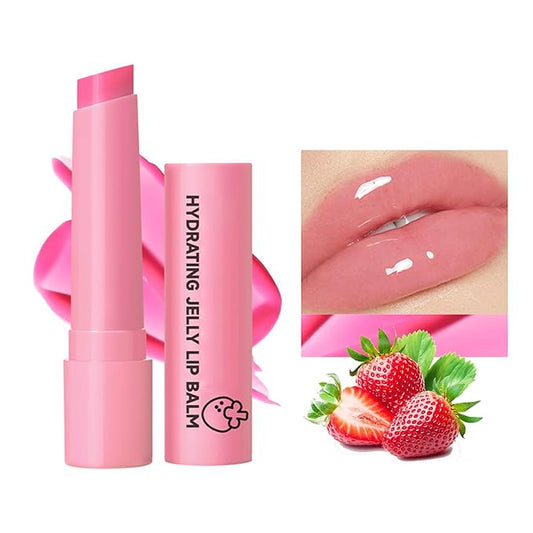 Hydrating Jelly Balm, Tinted Moisturizing Lip Balm For Dry Lips, Instantly Hydrate Lips Conditioning & Nourishing Lip Care Lip Moisturizer Fruit Lip Oil Lip Shine Jelly Lipstick(Strawberry)