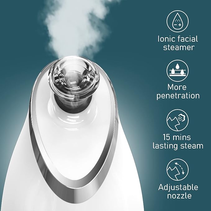 NewWay Nano Ionic Facial Steamer, Adjustable Nozzle Angle Aromatherapy Warm Mist Humidifier for Face Spa Sinuses Moisturizing, Homeuse or Salon