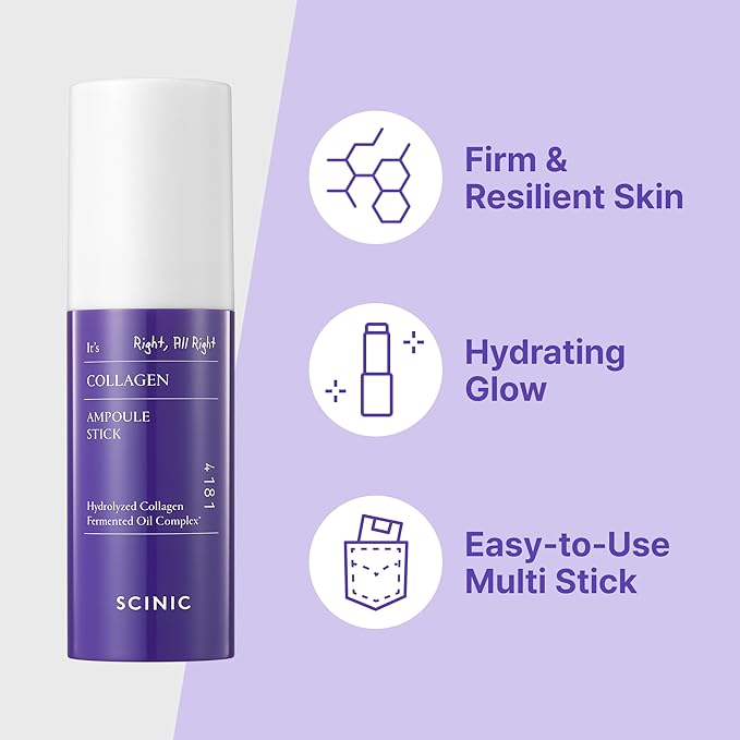 [Set of 2] SCINIC Collagen Ampoule Stick – 0.35 fl.oz Each, Anti-Aging & Hydrating Multi-Balm with Low-Molecular Collagen & Fermented Oil for Firm, Radiant Skin | Korean Skincare