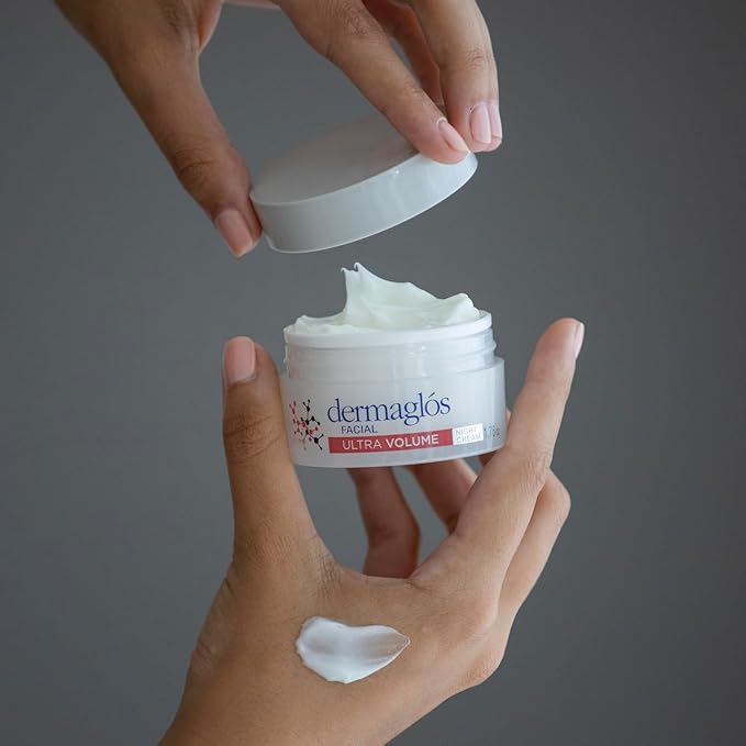 Dermaglos Ultra Volume Anti-Aging Night Cream with Hyaluronic Acid, Collagen and Niacinamide, Hydrating and Firming Face Moisturizer, Improves the Appearance of Wrinkles & Skin Volume, 1.76 Oz