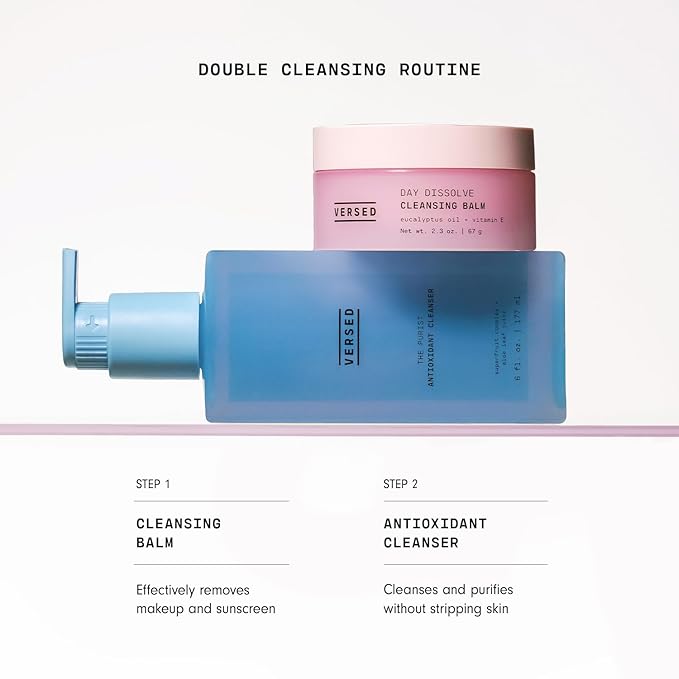 Versed Day Dissolve Cleansing Balm, Jumbo - Residue-Free Makeup Remover & Milk Cleanser with Eucalyptus Oil + Vitamin E - Eye Safe Oil Based Balm Cleanser for All Skin Types - Vegan (4.6 Oz)