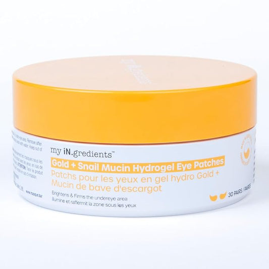 My Ingredients Gold & Snail Mucin Hydrogel Eye Patches 30 Pairs- Dark Circle and Puffy Eye Treatment, Energizing Solution for Tired Eyes, Korean Under Eye Patches for Dark Circles and Undereye Bags