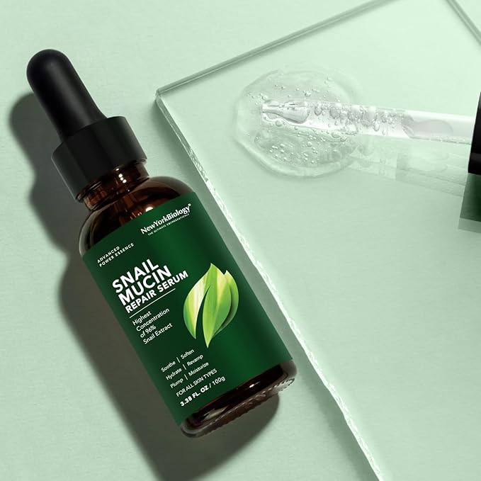 New York Biology 96% Korean Snail Mucin Serum for Face 3.38 Fl. oz 100 ml – Facial Skin Care Snail Mucin Moisturizer for Dry, Dull Skin and Wrinkles – Skin Care Hydrating Face Serum