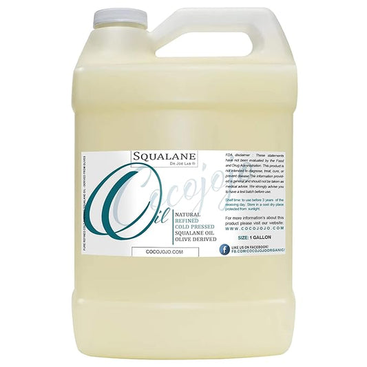 Dr Joe Lab Squalane Oil Pure Plant Derived Refined Cold Pressed From Olives Vegan Undiluted Carrier Oil for Face Skin Hair Body Cosmetics Natural Cleanser Moisturizer (128 oz / 1 Gallon)