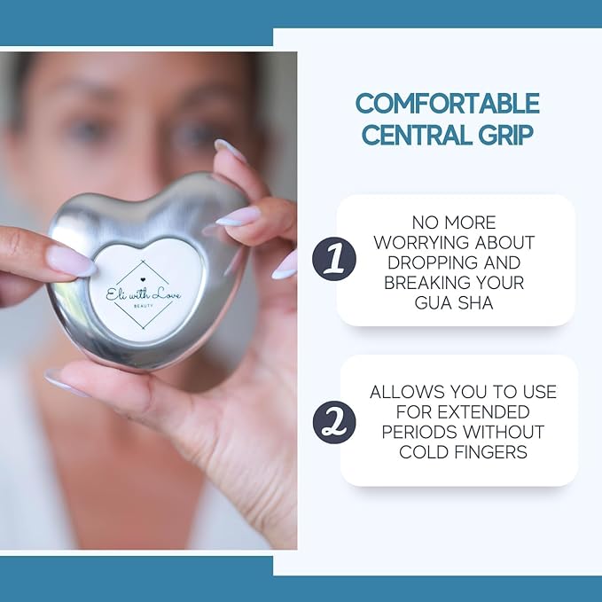 Premium Ice Roller for Face with Carry Case & Advanced Stainless Steel Gua Sha with Silicone Zip Carry Case