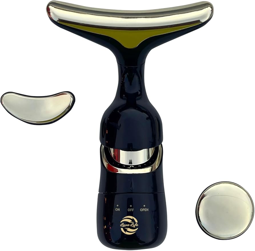 3 Head, Anti-Wrinkle, Tightening, Beautifying, Face and Neck Multi Functioning Vibrating Massager. Battery Operated. Convenient Storage Bag for Ease of Travel.