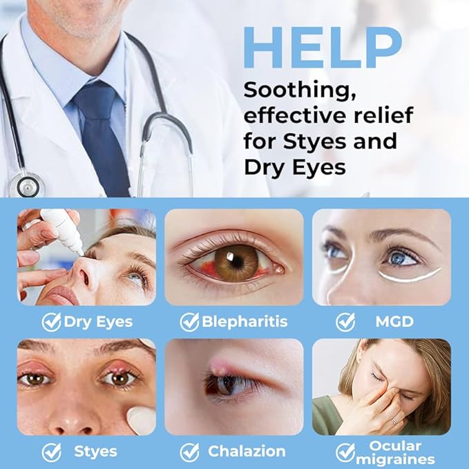 Aroma Season Heated Eye Mask for Dry Eyes, Warm Eye Compress with Flaxseed, Moist Heat Therapy