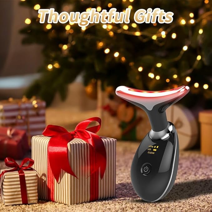 Facial Beauty Device, Multifunctional Facial Skin Care Tools with Vibration, Red and Blue LED Light, 7 Color Led Face and Neck Beauty Device for Home Use, Improve Skin