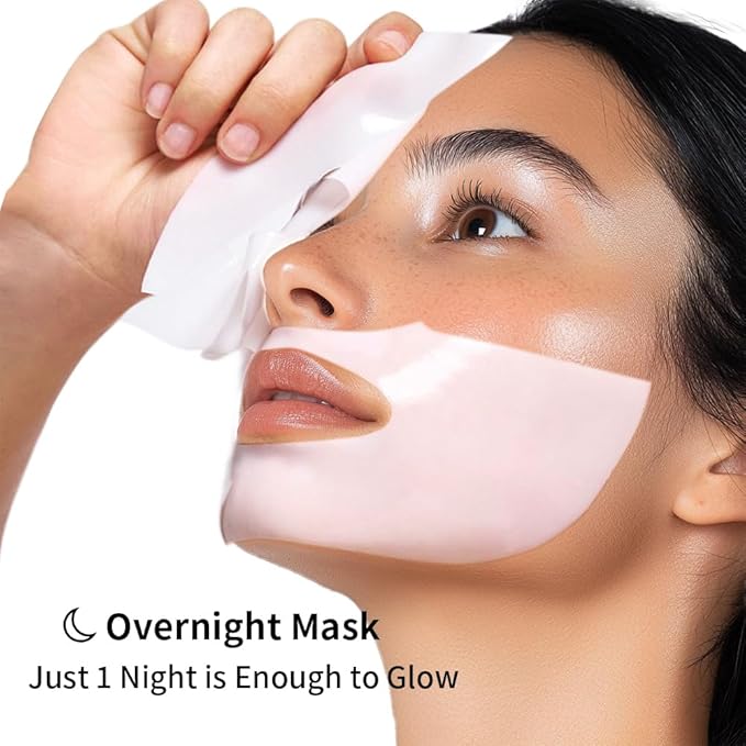 Low Molecular Weight Collagen Overnight Hydrogel Mask, Enhances Skin Elasticity, Reduces Pores, Transforms from White to Transparent Upon Absorption Skin Care Treatment