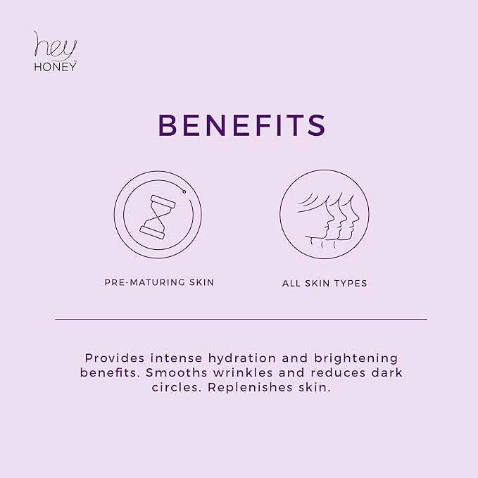 Hey Honey Look Into My Eyes Retinol, Peptide & Propolis Eye Mask for Wrinkle Reduction, Fine Line Smoothing Hydration Overnight Firming Under-Eye Treatment for Brighter, Youthful-Looking Eyes | 1 Oz