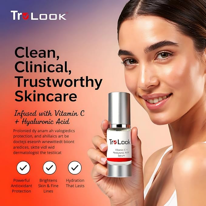Vitamin C + hyaluronic Acid Serum, Anti Aging, Anti Wrinkle, Improves Dark Spots, Tone, & Fine Lines Made is USA