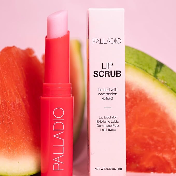 Palladio Lip Scrub Exfoliator Moisturizing Scented Lips Scrubber For Exfoliating & Smoothing Lips, Infused With Watermelon Extract Coconut & Vitamin E, Vegan & Cruelty-free