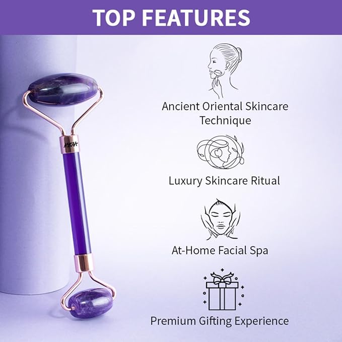 Nykaa Naturals Amethyst Face Roller - Diminishes Fine Lines and Wrinkles - Natural Crystals for Skin Calming - Tones and Sculpts Skin - 1 pc